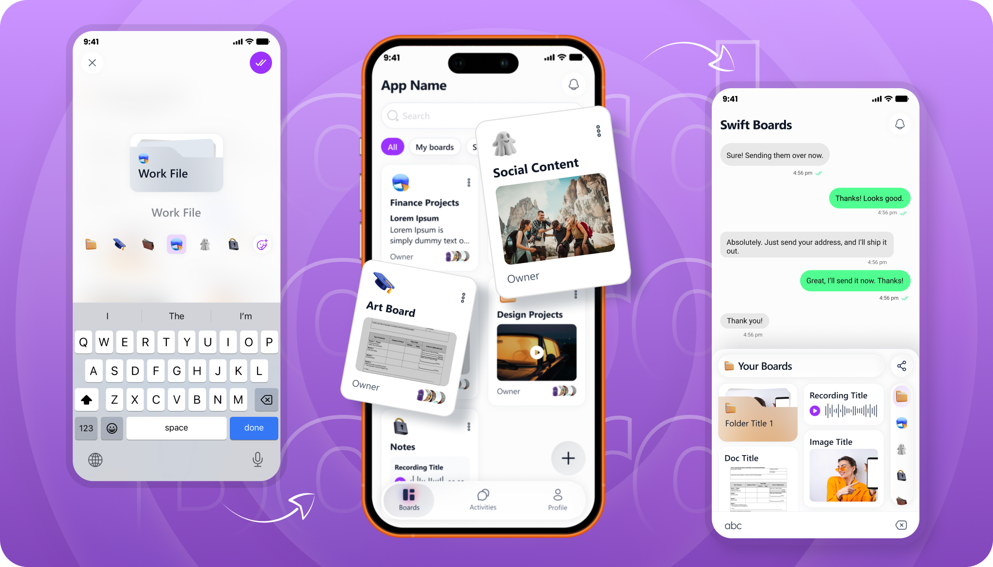 SwiftBoard app — boards, roles, real-time activity