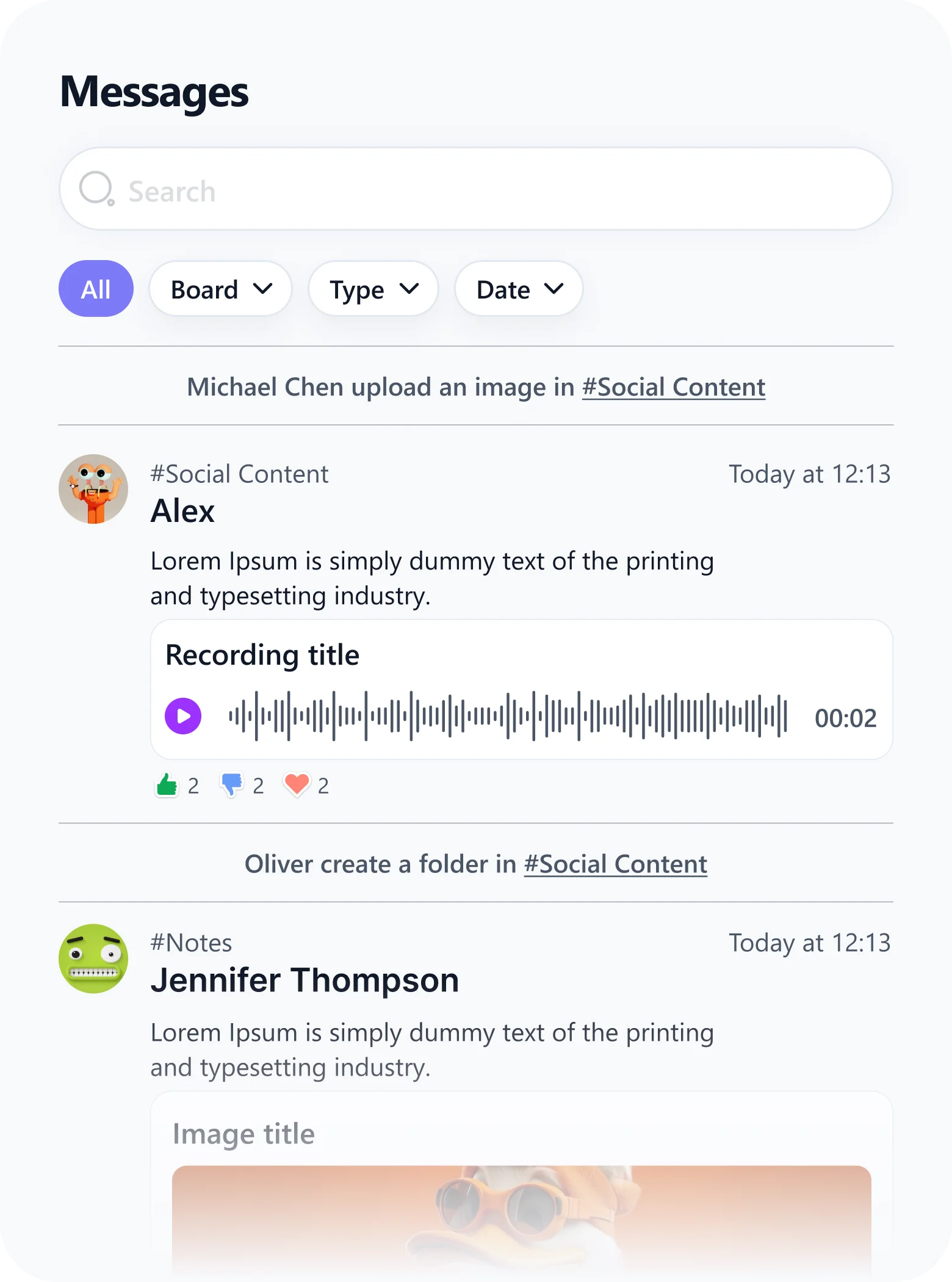 SwiftBoard team messages